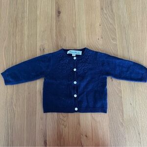 Tartine & Chocolat Wool Classic Blue Knit Jacket with Round Neckline